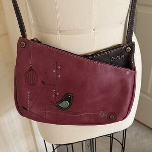 Chala Bird on Berry Crossbody Purse